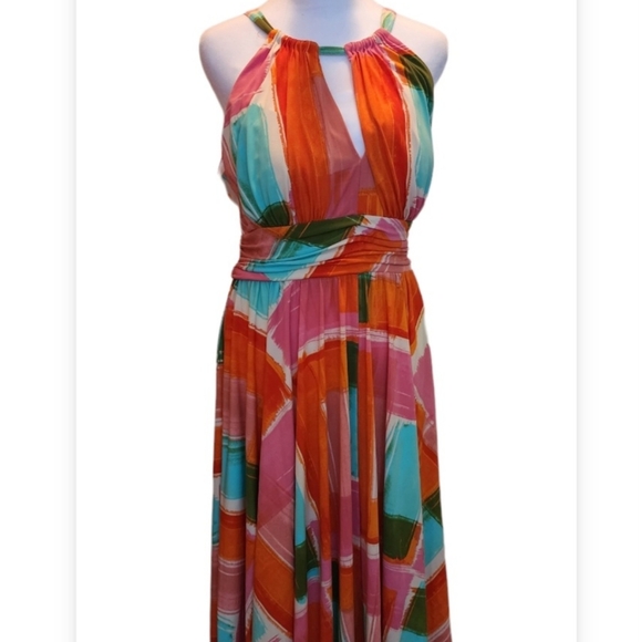 Suzi Chin for Maggy Boutique Dresses & Skirts - Suzi Chin for Maggy Boutique Colorfull Sleeveless Halter Dress Size 12